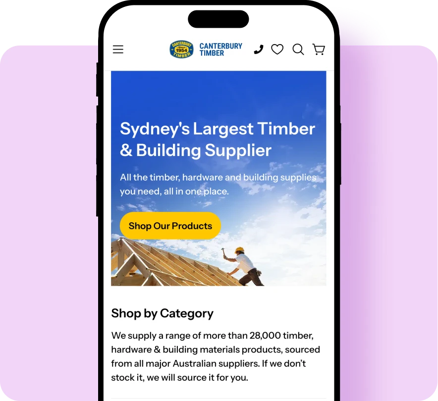 canterbury timber mobile website