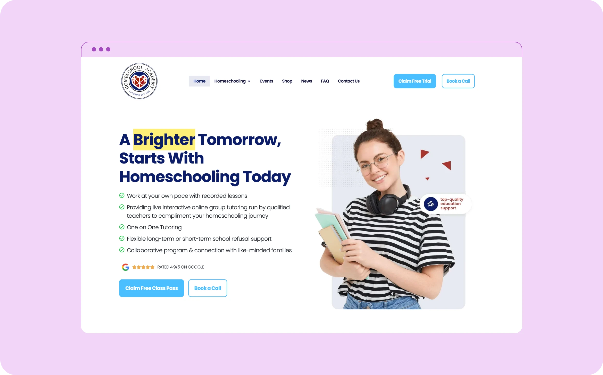 Homeschool Academy homepage